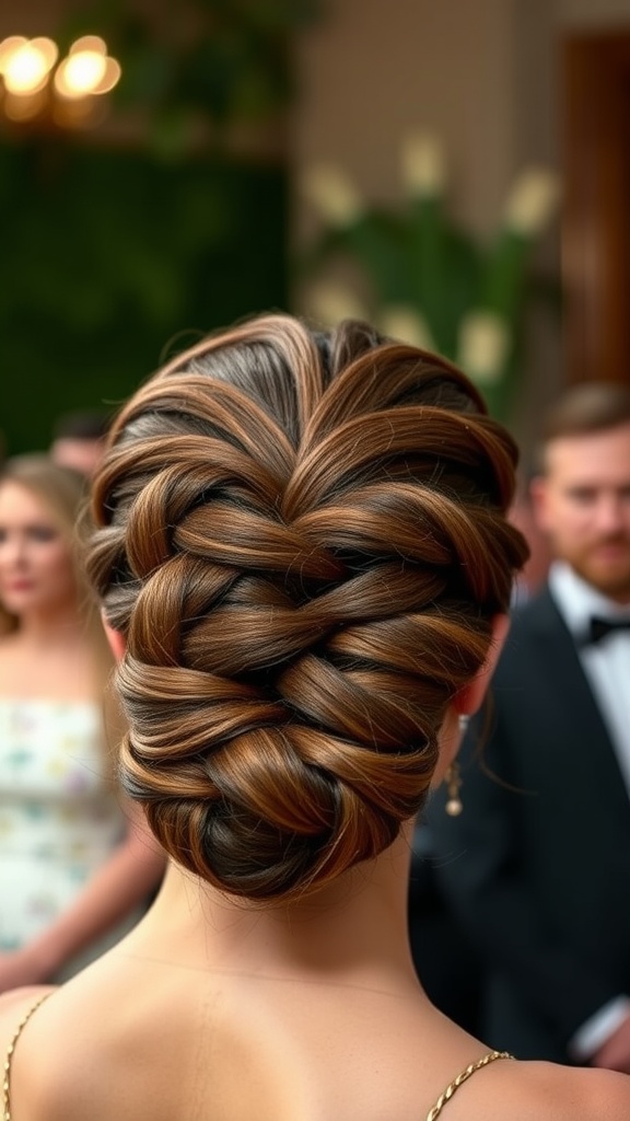 Elegant braided updo hairstyle for formal events