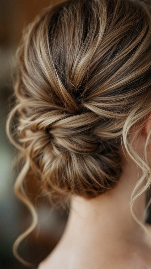 Classic French Twist hairstyle with soft tendrils