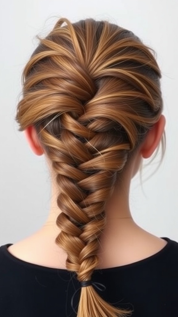 A stylish half-up fishtail braid hairstyle