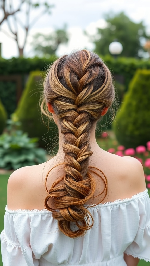 A low ponytail with a messy braid, showcasing a casual spring hairstyle.