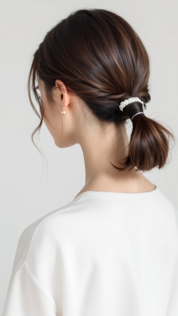 A simple and elegant low ponytail hairstyle for long hair