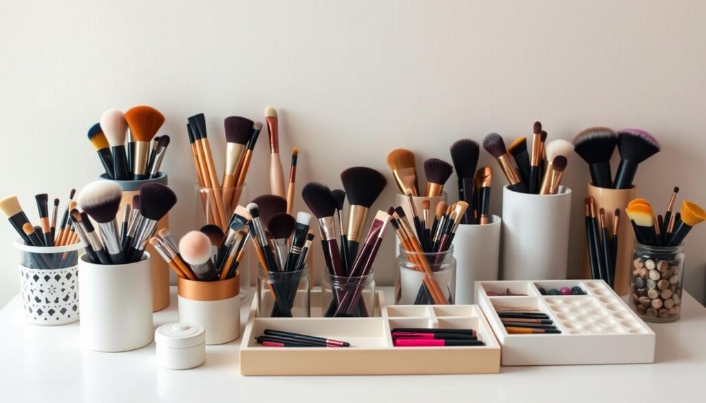 DIY makeup brush holders vanity organization ideas